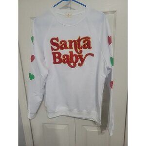 Simply Southern Santa Baby Sparkle Crew Long Sleeve Pullover Large